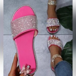 Allover Rhinestone Slide Sandal